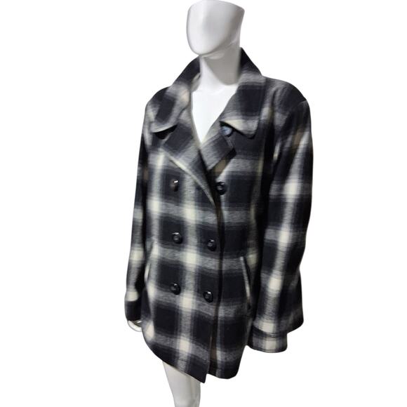 Old Navy Women's size XXL Plaid Double Breasted Casual Outerwear Wool Peacoat - Picture 2 of 14